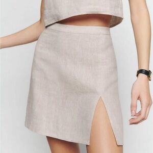 Reformation Linen Skirt Oatmeal